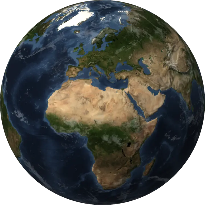 Satellitenbild der Erde mit Europa und Afrika im Zentrum